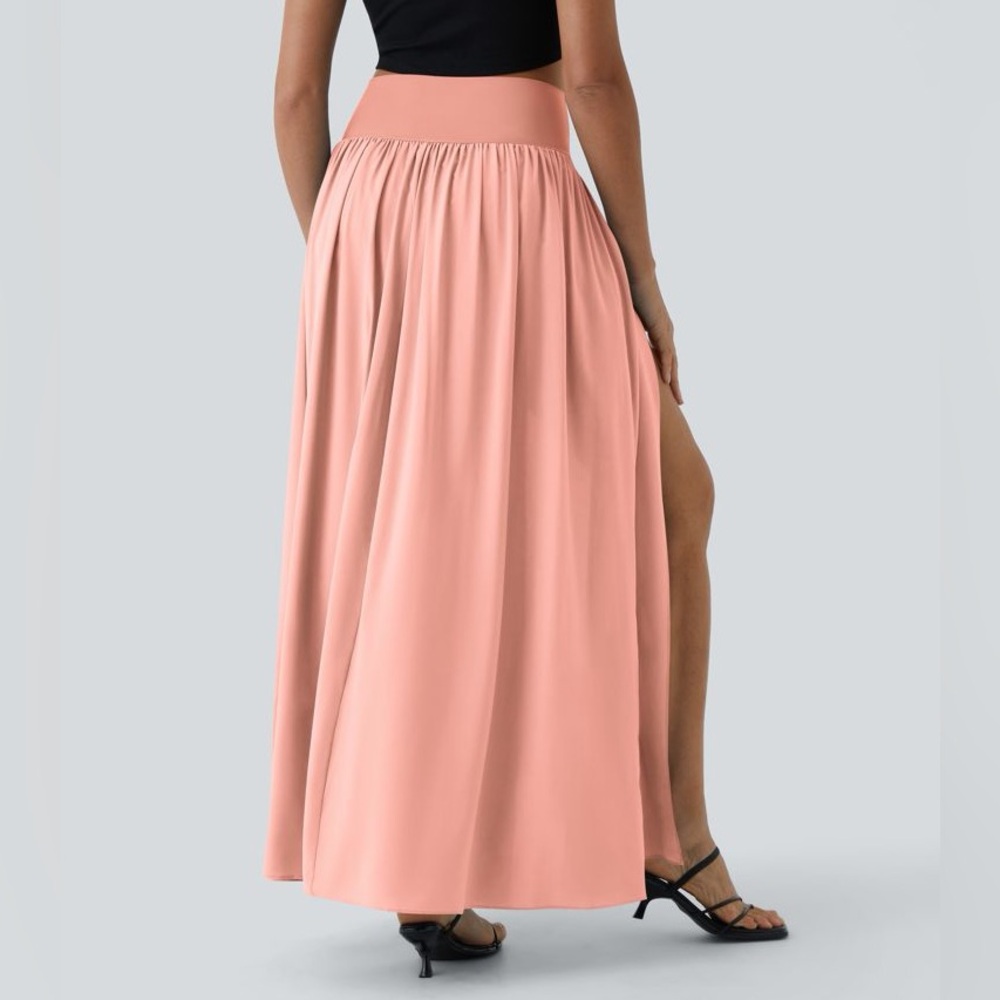Halara Coral High Waisted Split 2-in-1 Flowy Quick Dry Maxi Skirt Size Small - Picture 2 of 6